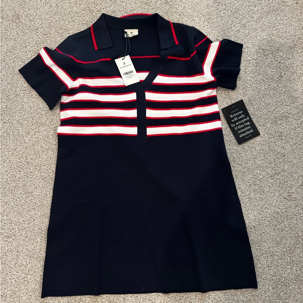 Tuckernuck Polo Dress with Navy and Red Stripes